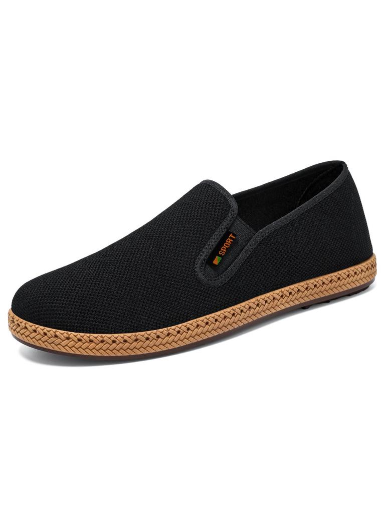 "Men's Breathable Ay Grass Flyknit Slip-On Soft Sole Comfortable Beijing Cloth Shoes Lightweight Everyday Dad Elderly Casual Shoes"