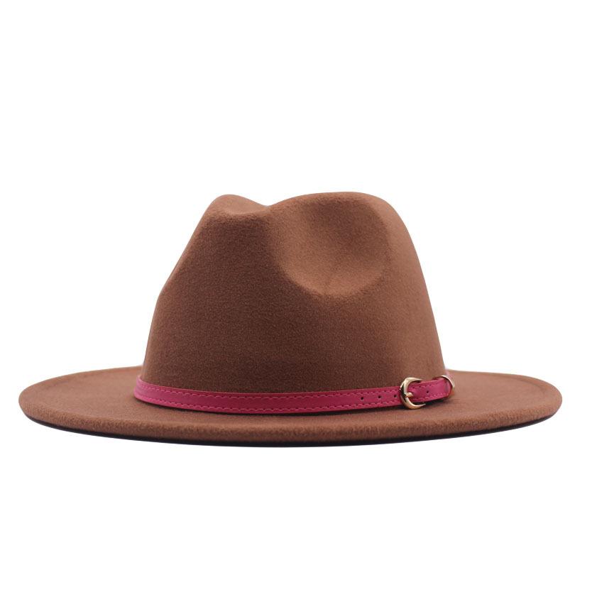 European and American style spring and autumn winter imitation felt big brim hat British retro woolen top hat men's and women's travel Panama jazz hat