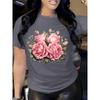 Women's Summer Personalized Rose 3D Printed Short Sleeved Round Neck Summer T-shirt