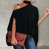 Women Blouse Pullover Baggy Batwing Sleeve Blouse Top Streetwear for Daily Wear