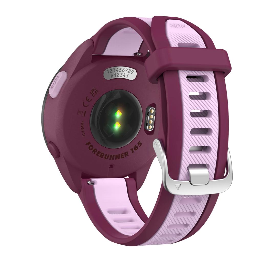 Quick Release 20mm Two-Tone Sports Silicone Strap For Garmin Forerunner 165 Music 245 55/Vivoactive 5/Venu 2 Plus Sq Watch Band