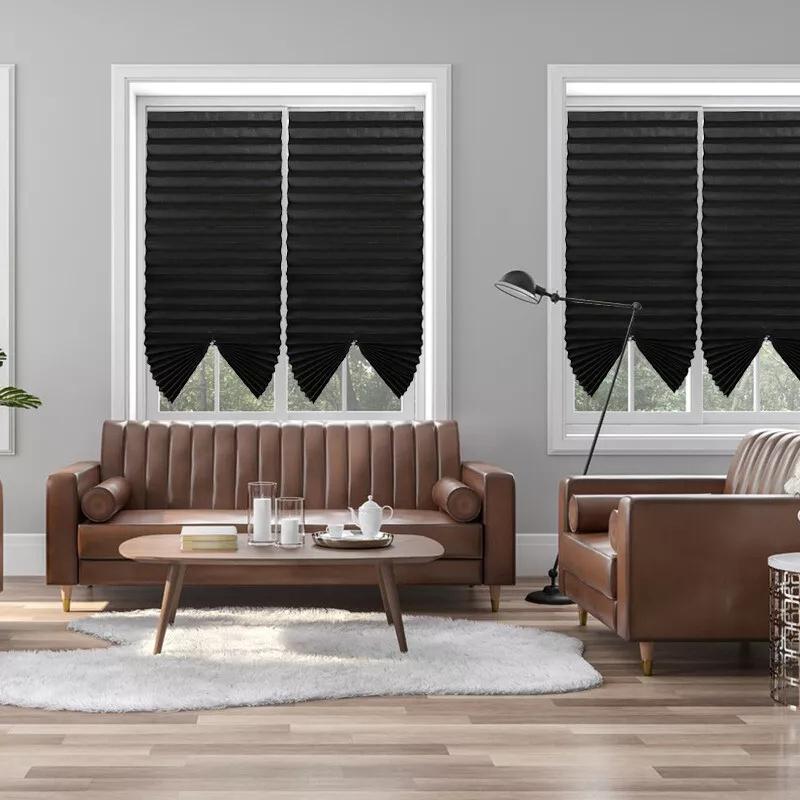 Shades Self-adhesive Half Windows Non-woven Folding Curtain Bathroom Balcony Living Room Balcony Curtains Pleated Blinds