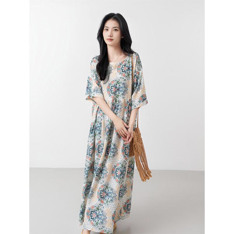 Women s Retro Print Loose Summer Dress