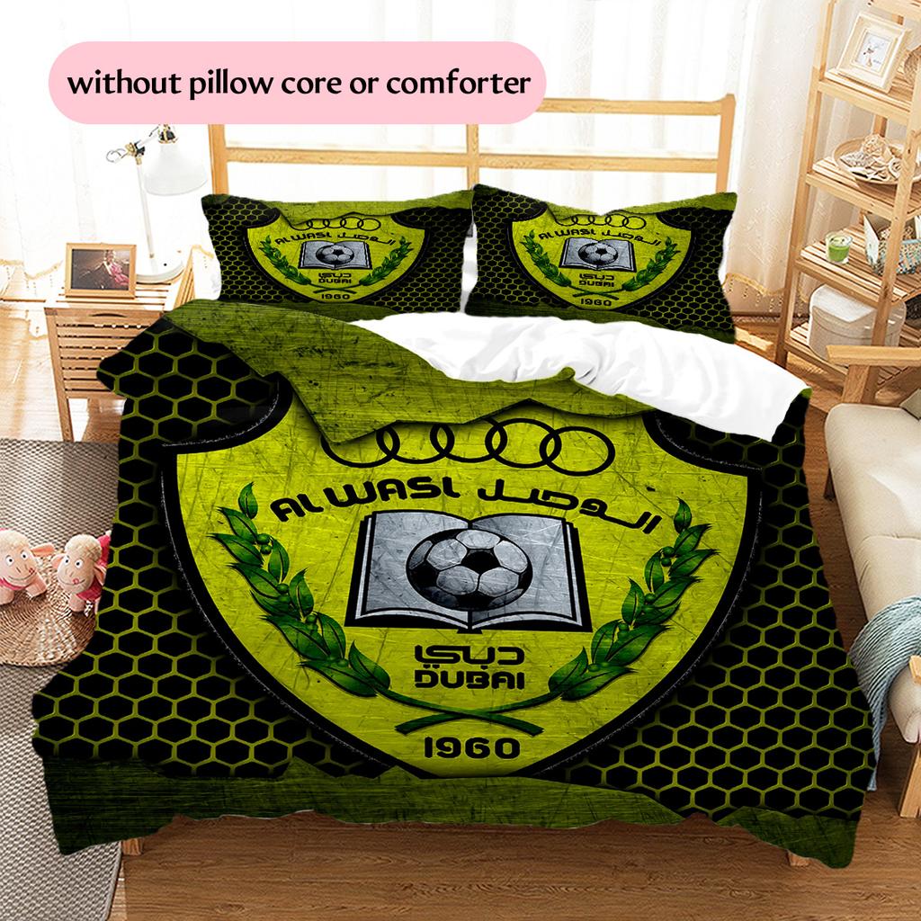 Al Wasl Football Club Pattern Bedding Quilt Set Home Decoration Gift (1 * duvet cover + 2 * pillowcase without core)