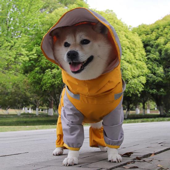 Pelerină de ploaie pentru animale de companie cu glugă, jachetă de ploaie pentru câini cu strat dublu, poncho impermeabil, îmbrăcăminte de ploaie pentru exterior