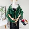New Pure Color Pearl Silk Scarf Women'S Spring Summer Lightweight Large Shawl Long Wrap Cross-Border Scarf Polyester Fabric