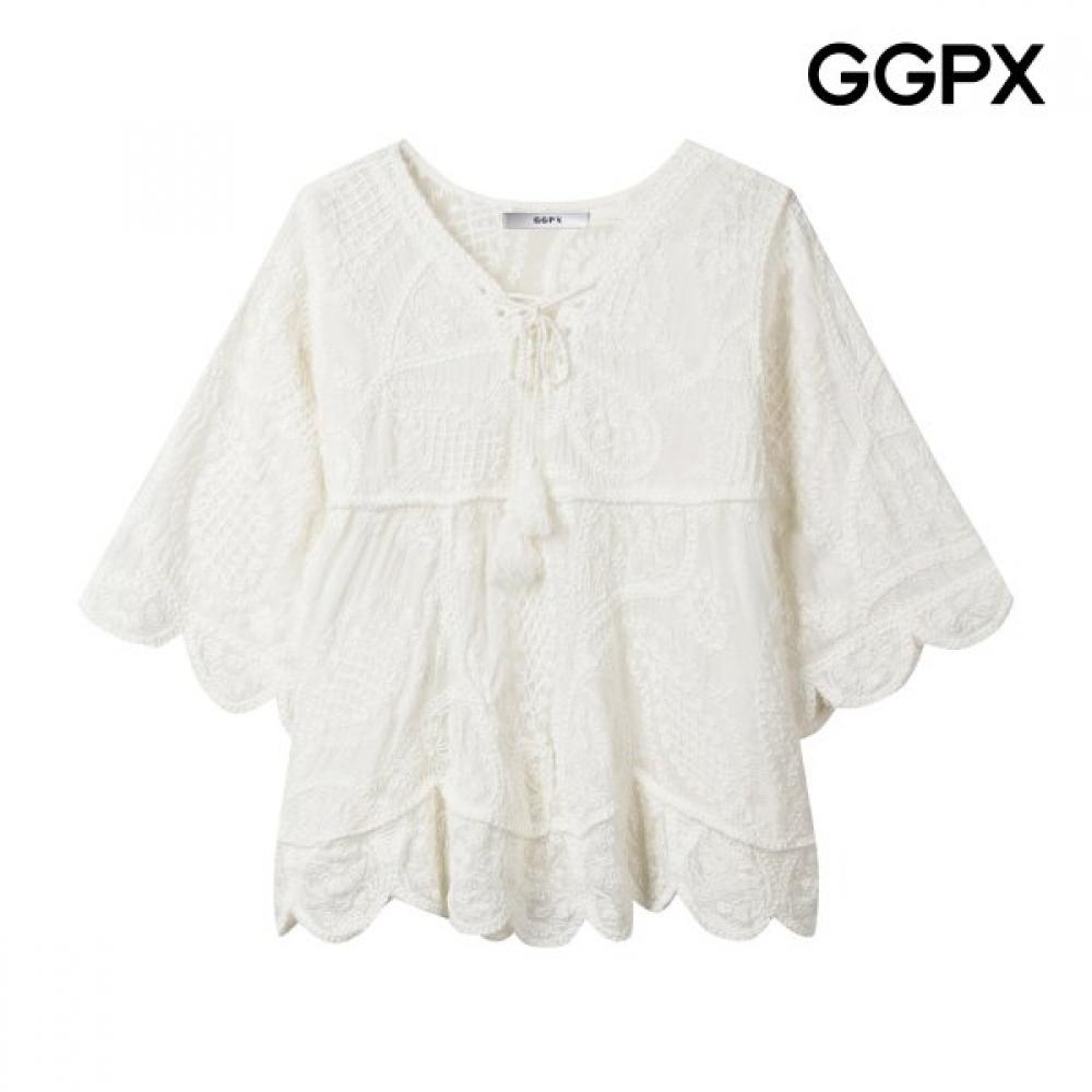 Ggpx New York Ribbon Neck Lace Blouse Gq6sh050f white/F
