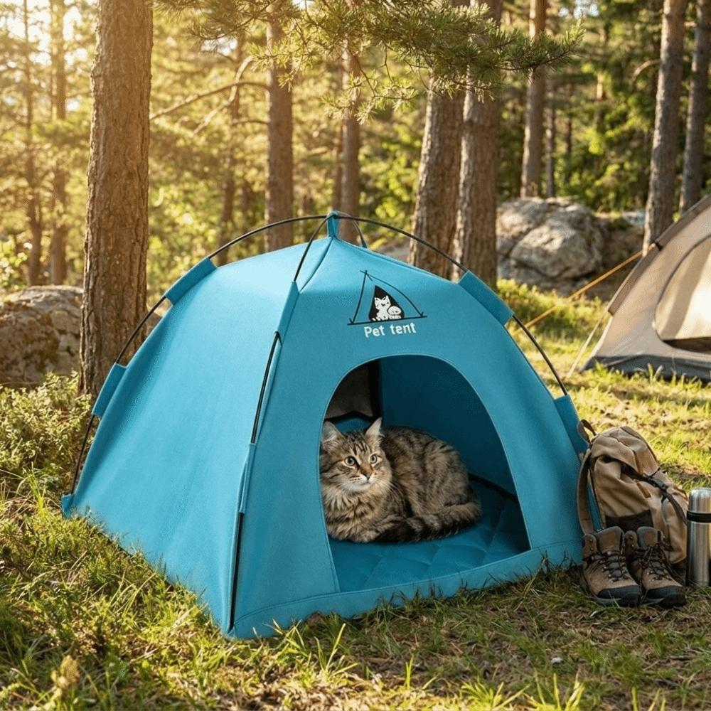 Breathable Pet Tent House Portable with Double-sided Mat Folding Cat House Comfortable Outdoor Pet Tent Four Seasons