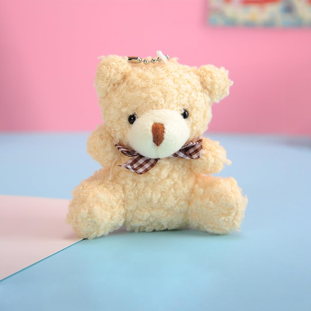 STOBOK Plush Bear Keychains, 4-Piece Set, Ball Chain, Cute, Fluffy Key Chain, Gift, Bag Charm, Car Key