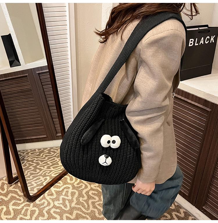 2025 Stylish Knitted Dog Crossbody Bag - Large Capacity Autumn/Winter Shoulder Bag for Women
