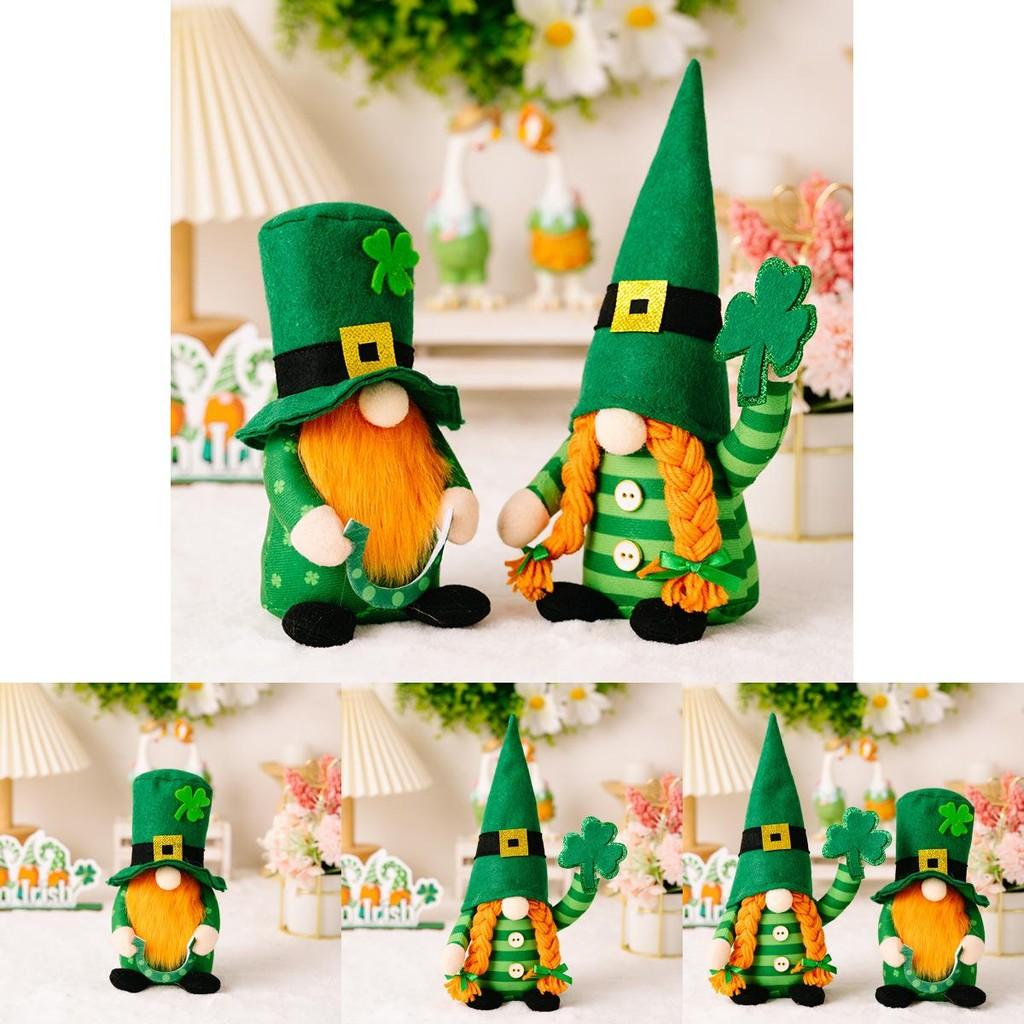 Festival Leaf Green Decorative Gnome Figurine With Striped Design Perfect Celebrations For