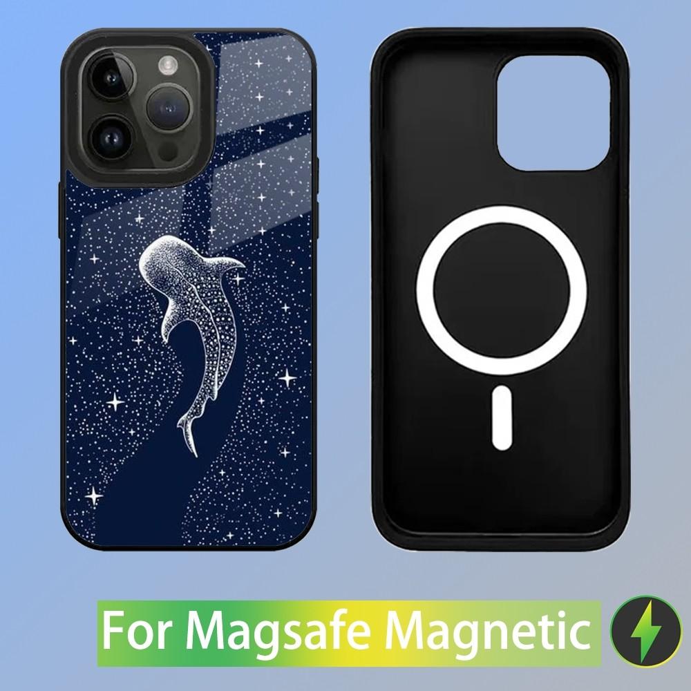 Ocean Animal Whale Painting Phone Case For iPhone 15,14,13,12,11,Plus,Pro,Max Mini Magsafe Magnetic Wireless Charging