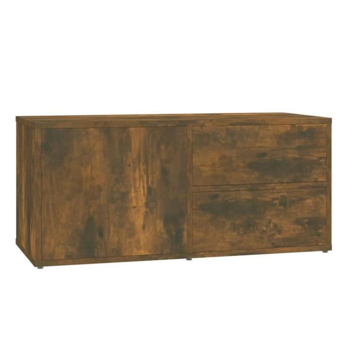 815495 vidaXL Meuble TV Chêne fumé 80x34x36 cm Bois d'ingénierie