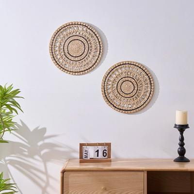 Arte da Parete Intrecciata Boho Fatto a Mano 30/35CM Sottobicchiere Sottopentola Rotondo Appendi Parete Multiuso per Decorazione Soggiorno