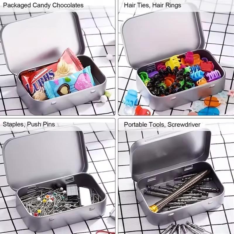 6-12pcs Aluminum Storage Boxes with Lids Portable Rectangular Metal Containers for Small Items Gift Cards Holder Home Organizers