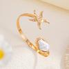 Adjustable Opening Women’s Arm Cuff Bracelet Punk Starfish Charm Geometric Iron Jewelry Gold Tone