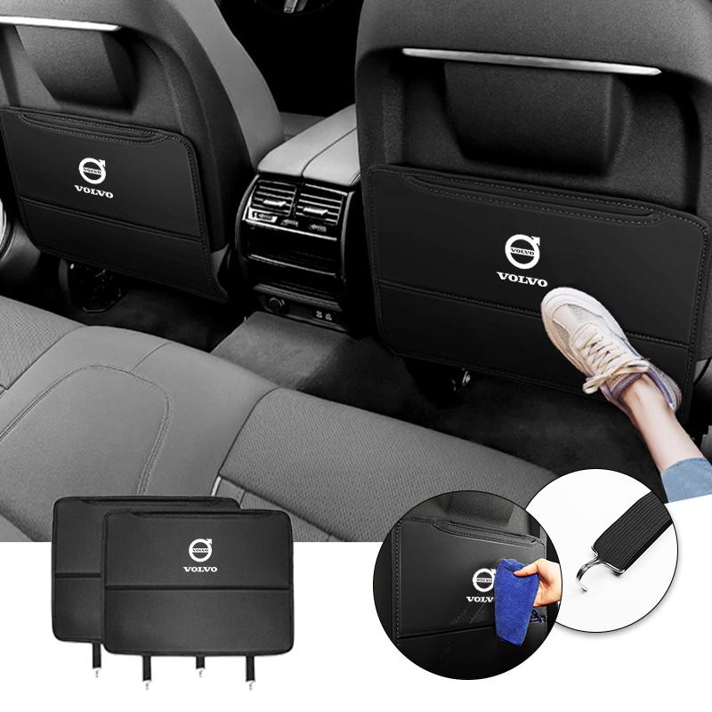 For Volvo V60 V40 XC90 S60 XC60 V50 V70 S90 XC40 S80 V90 EX30 PU Leather Car Seat Back Anti Kick Protector Mat Prevent Dirty Pad