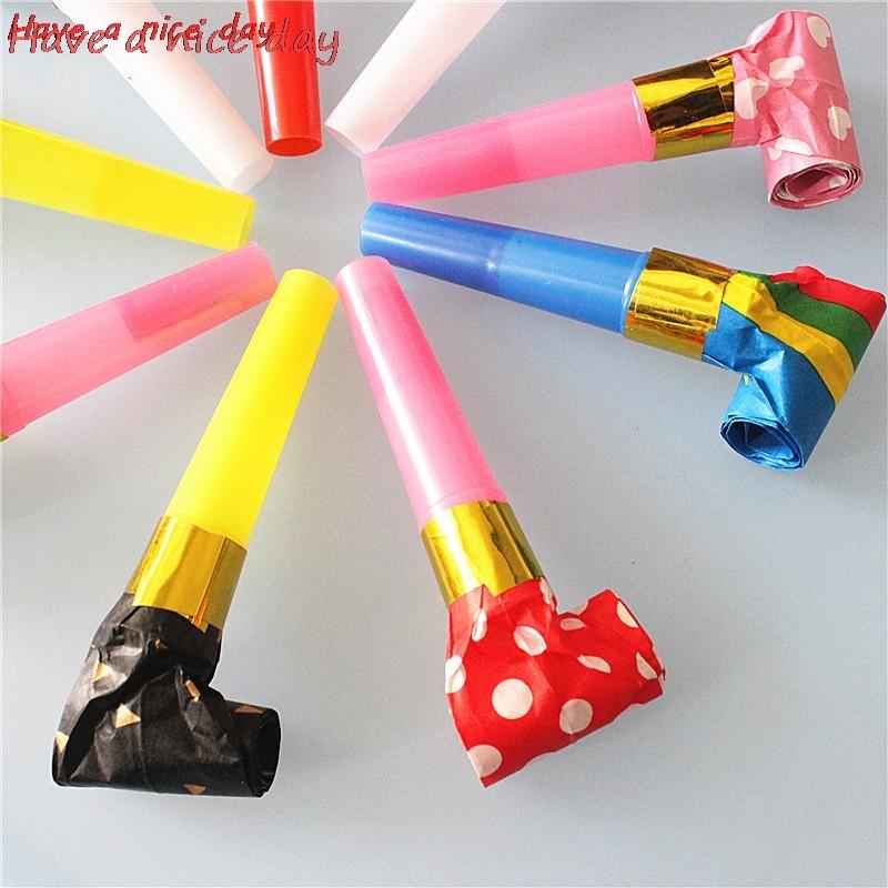 10pcs/set Multicolor Party Blowouts Whistles Kids Birthday Party Favors Decoration Supplies Noice Maker Toys Goody Bags Pinata