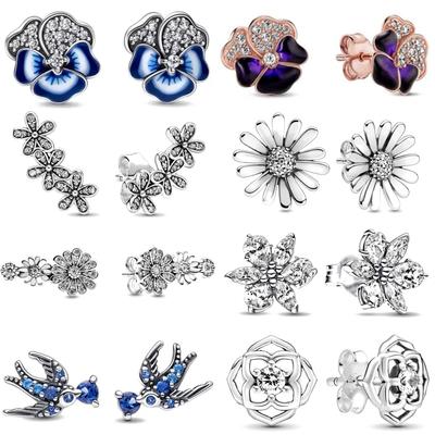 2025 Magnifiques Boucles d'Oreilles Classiques Double Anneau Hirondelle Tournesol pour Femmes Bijoux Haut de Gamme Cadeau Accessoires Argent 925