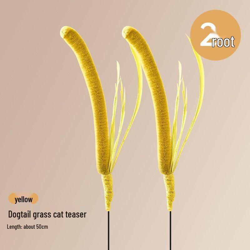 Foxtail Grass Cat Teaser Wand: Durable Long Rod Toy for Self-Play and Boredom Relief