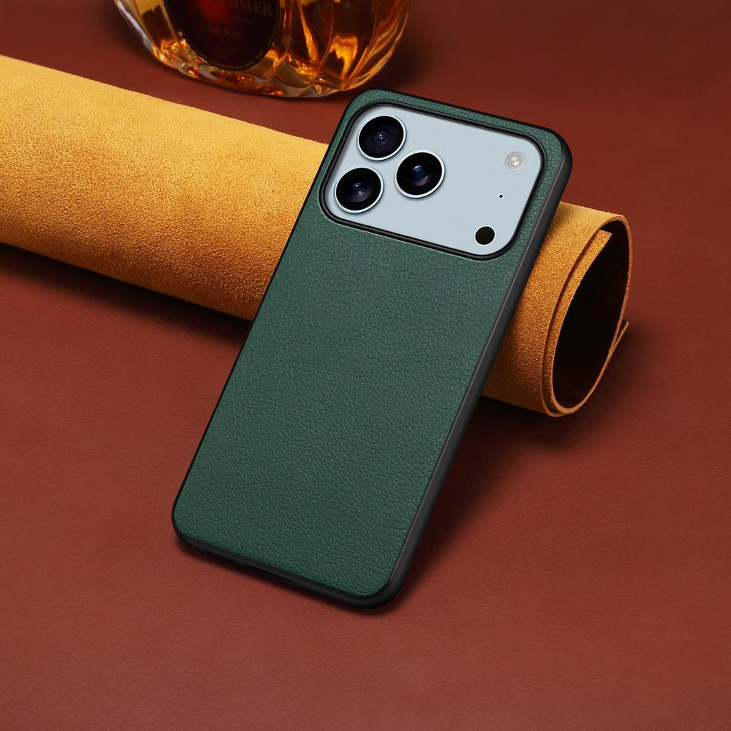 For iPhone 17 Pro Max Case Calf Texture Leather + PC + TPU Phone Cover