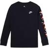 Nike Logo Print Round Neck Long Sleeve T-Shirt Kids tops Black DO1838-010