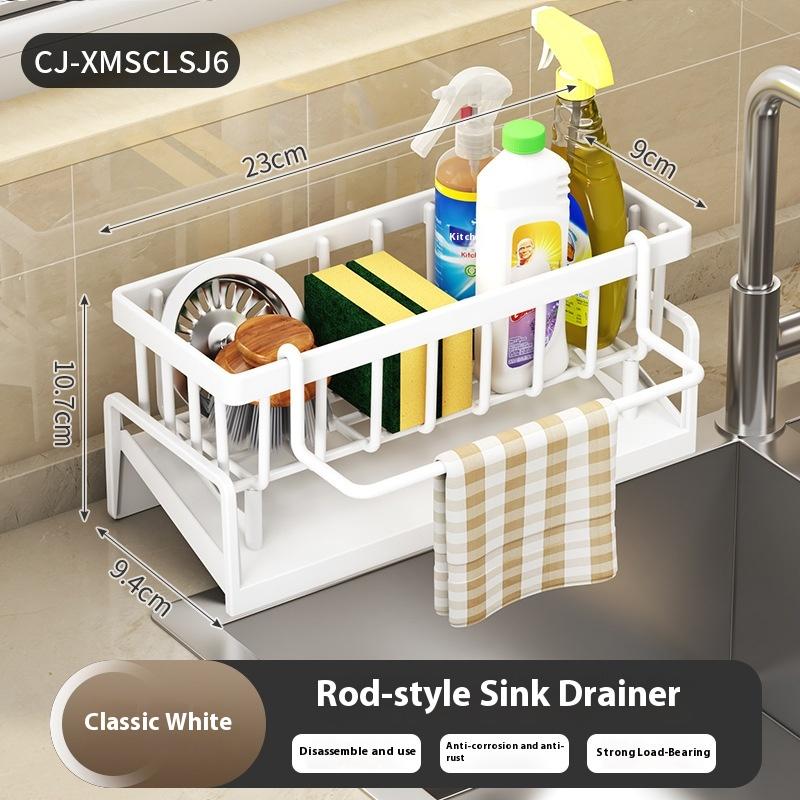 

Kitchen Sink Draining Rack, Automatic Drainage Plastic Storage Rack, Sink Shelf, Sponge and Soap Rack, Towel Rack белый