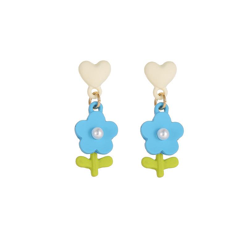 

Silver needle new flower earrings stud earrings fresh and cute love sweet and versatile small fresh jewelry