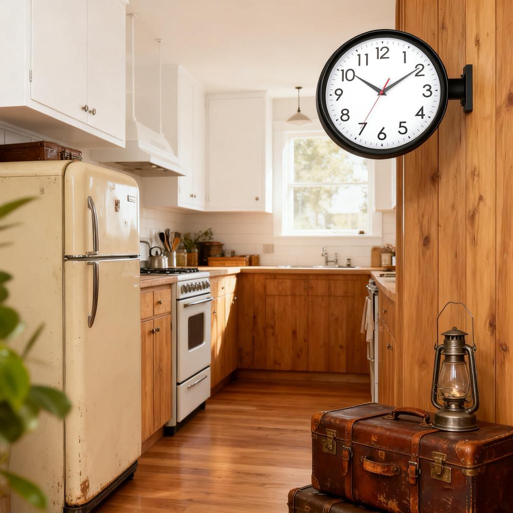 Wall Clock with Continuous Second Stylish Battery Operated Not Dial Double-sided Radio-controlled Silent, Hand, Design, (battery Included), Diameter