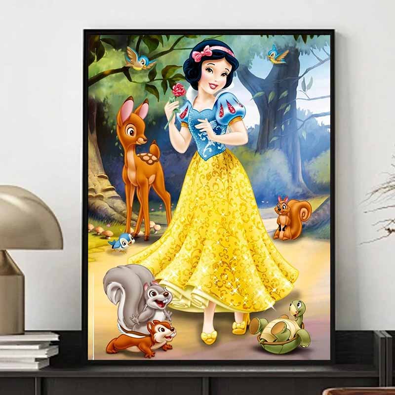 Disney Diamond Painting Snow White and The Forest Companions Themed Art Illustration 5D Cross Stitch Hanging Print 5D Puzzle MosaicEmbroideryHomeDecor