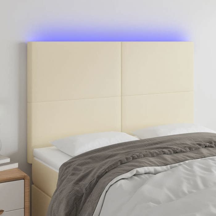 Maison Exclusive - Tête de lit à LED Crème 144x5x118/128 cm Similicuir