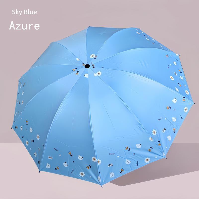 Manual Large Folding Umbrella for Female Students, Dual-Purpose Sun and Rain Umbrella, Sun Protection Umbrella