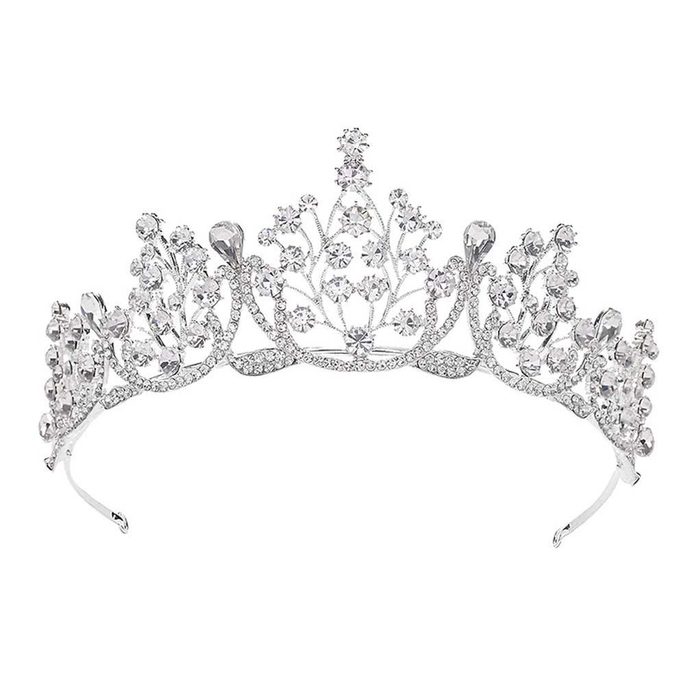 Elegant Crown Hair Accessory Shiny Princess Rhinestone Tiara Baroque Silver Floral Crown  Wedding