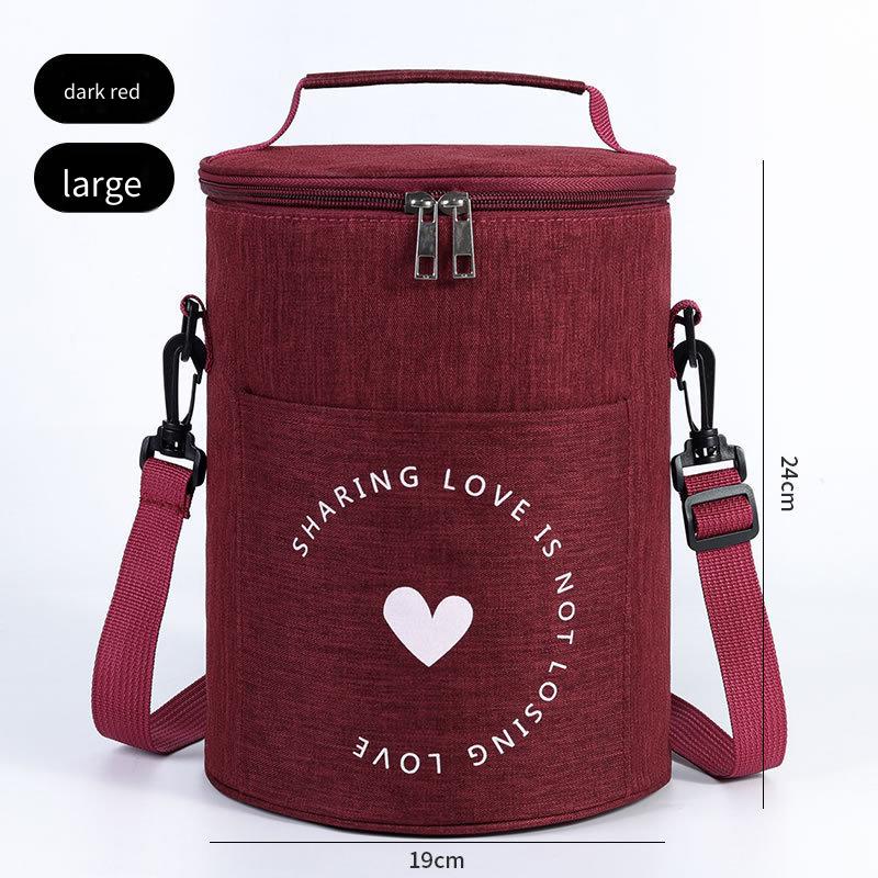 19x24cm Round Insulated Lunch Bag  Large Thermal Food Container Handheld Circular Box for School Office Picnic Multi Purpose