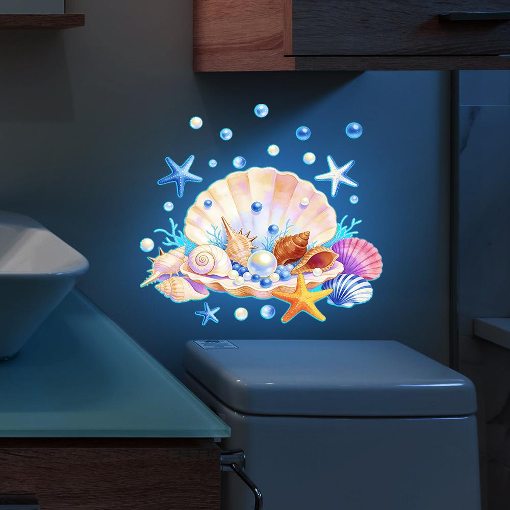 Painted Underwater World Shell Coral Bathroom Toilet Night Light Sticker