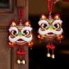Traditional New Year Hanging Pendant Handmade Cartoon Horse Year Desktop Ornament with Bells Wooden Bead Lanyard