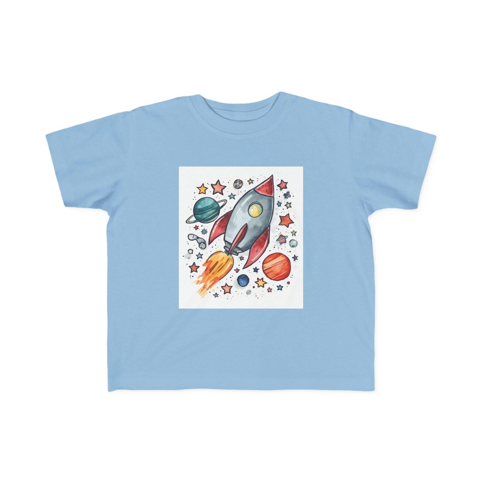 Rocket Ship Space Illustration Unisex Tee | Planets Stars 100