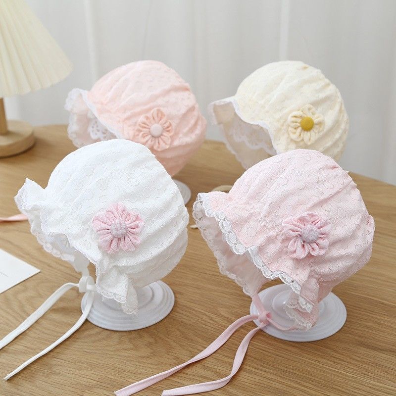 Baby Mädchen Spitzen Prinzessin Haube Hut Sommer Dünn Weiche Baumwolle Blume Sonnenhut Für Neugeborene Infat Fotografie Täglichen Ausflug