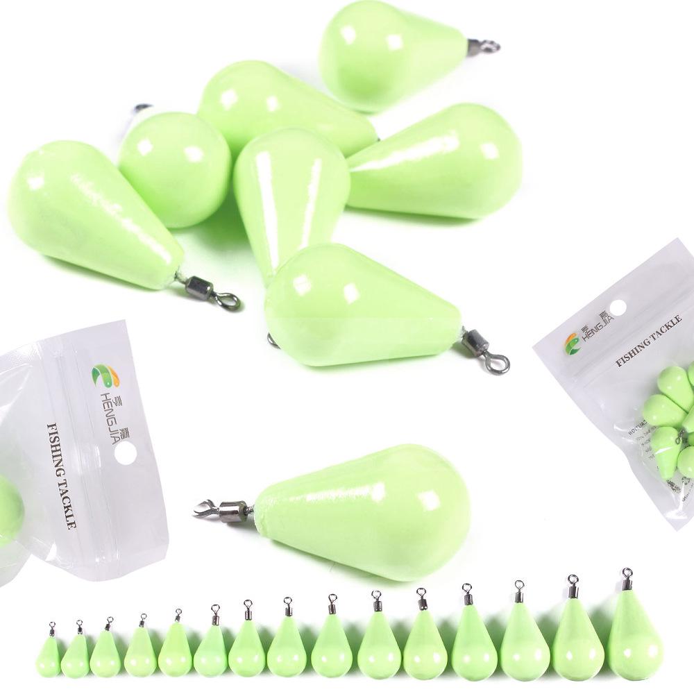 Hengjia Luminous Teardrop Fishing Weights 12G-150G - Glow-in-the-Dark Surf and Float Fishing Accessories