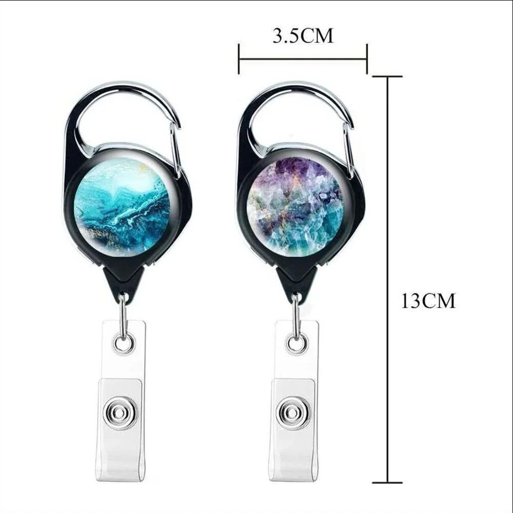1Pc Retractable Badge Holder Metal Anti-Lost Clip Keychain ID Cards Door Passes Ski Passes Badge Holder Women Men Badge Buckle