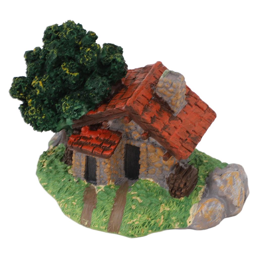 Landscape House Figurine Resin Village Hut Ornament Bonsai Decoration for Home Gardening