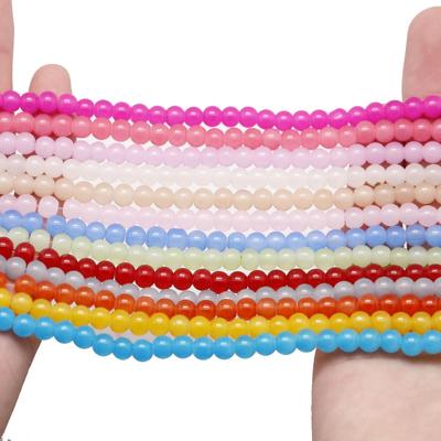 1 faixa/pacote 4/6/8/10mm contas de vidro multicoloridas faça você mesmo pulseira colar brincos acessórios de joias