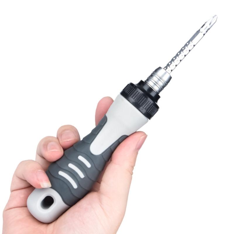 Ratcheting Telescopic Screwdriver Double Purpose Magnetic Ratcheting Screw Driver Adjustable Rod Length Hand Tool
