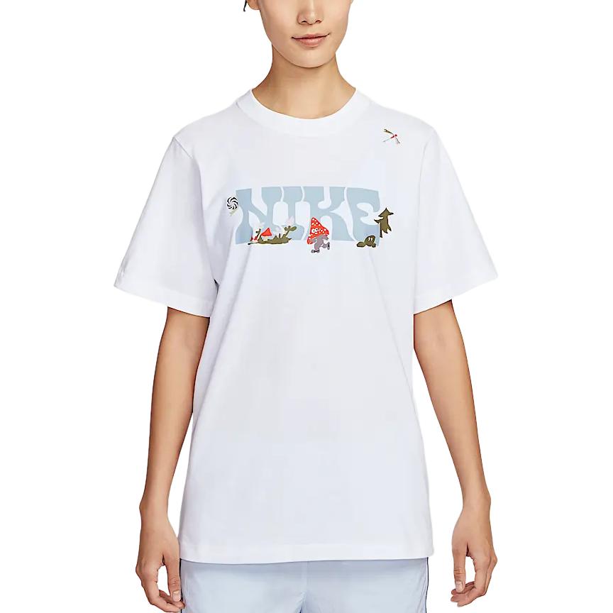 

Nike Спортивная одежда Легкая Мягкая Свободная Повседневная Футболка с коротким рукавом Женские топы Белый IF0607100 XS