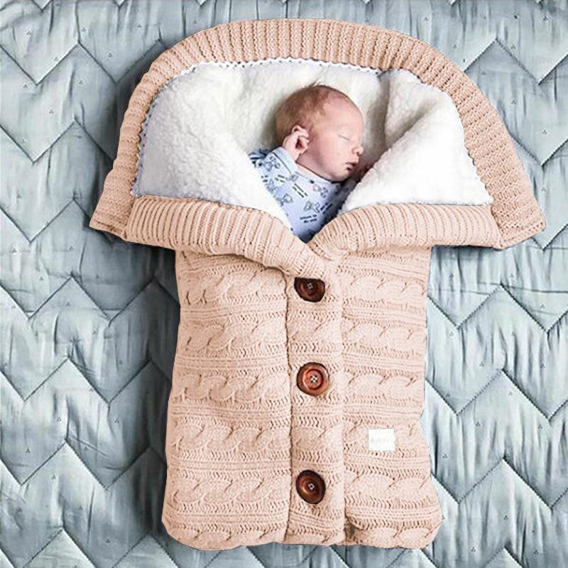 Velvet-Lined Knitted Baby Stroller Sleep Sack