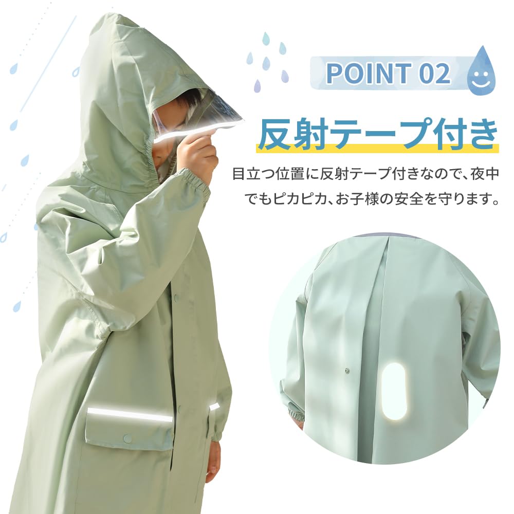 Imperméable pour Imperméable pour Poncho de Pluie pour Réfléchissant Transparent Adapté pour École Rangement Vêtements de Pluie [MIR] Enfants, Enfants, Enfants, Épais, Visière, Bande,