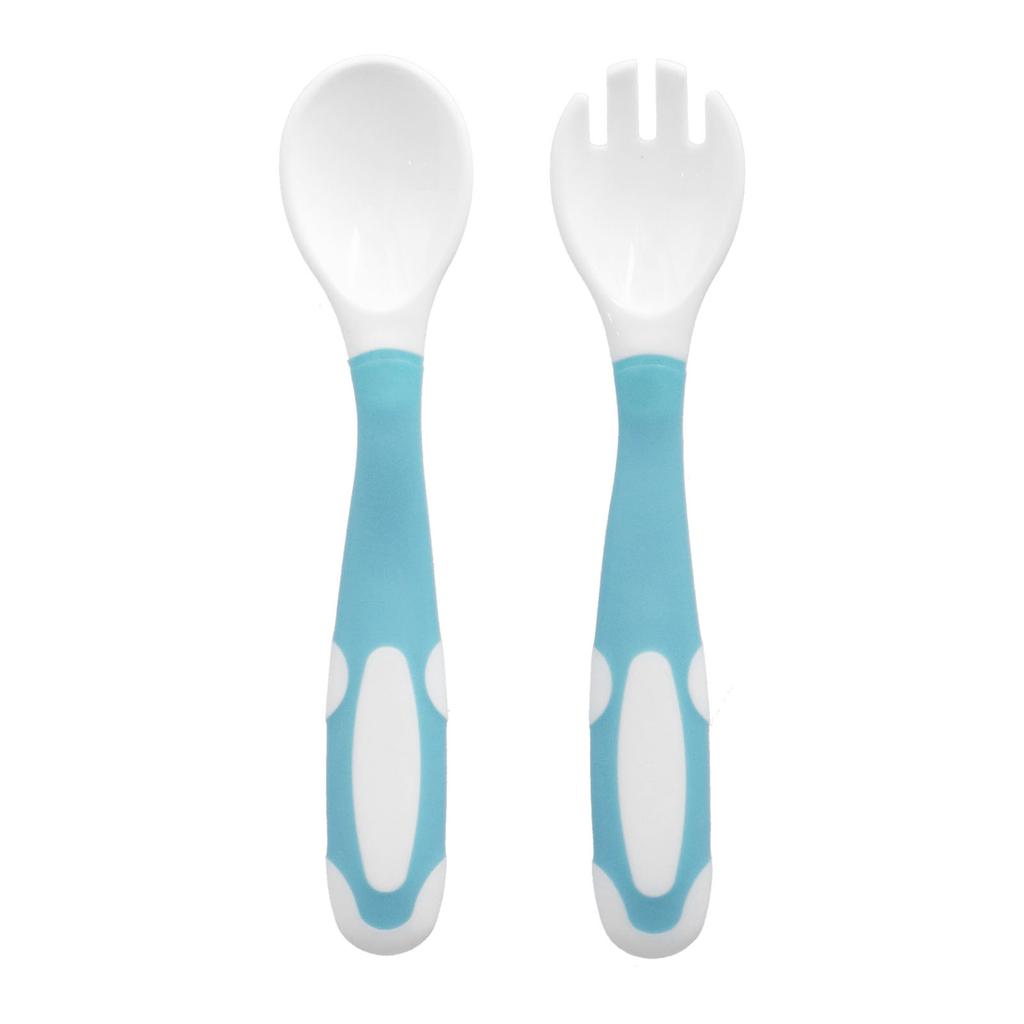 Baby Fork Spoon Set First Training Self Feeding Toddler Utensils Set Easy Grip Spoons Forks