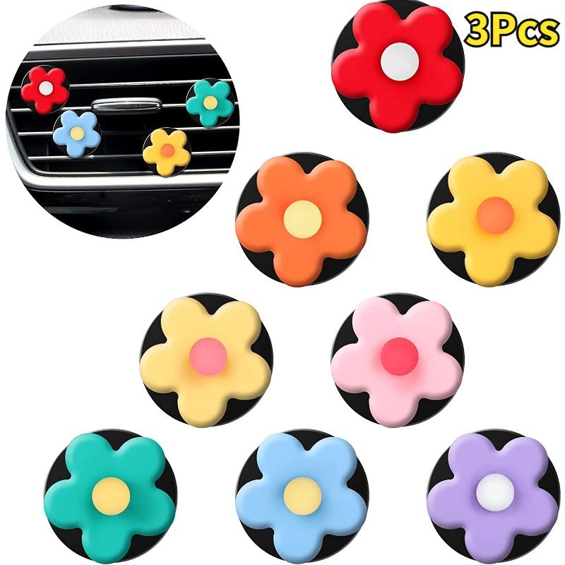 

3Pcs Cute Flower Air Vent Clip Car Interior Decoration Freshener Clip Air Conditioner Cute Charm Colorful Accessorie Random