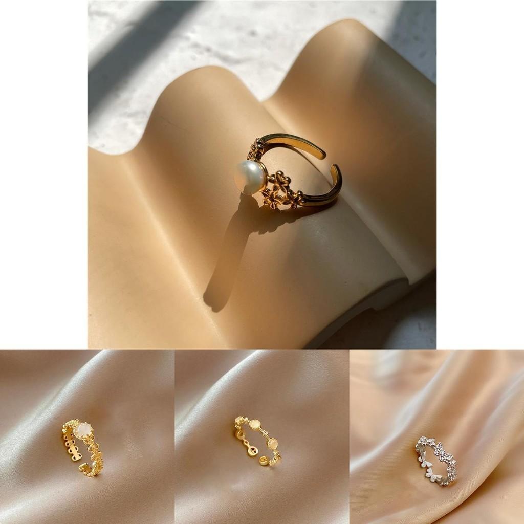 Exquisite Korean Rhinestone Five-pointed Star Adjustable Open Ring For Women Fashion Jewelry