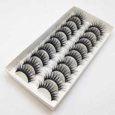 10Pairs False Eyelashes Thick Reusable Synthetic Fiber Naturals Cruelty-Free False Lashes for Daily Life